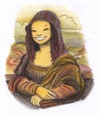 Smiling mona lisa painting