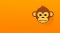 Minimalist Monkey Head On Orange Background