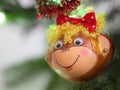 Smiling monkey christmas decoration