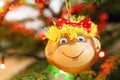 Smiling monkey christmas decoration