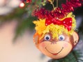 Smiling monkey christmas decoration