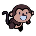 A smiling monkey is jumping isolated on white background Royalty Free Stock Photo