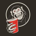 Smiling monkey offering a drink vector illustration