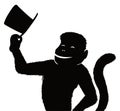 Smiling monkey silhouette with tail and elegant top hat, Vector Illustration Royalty Free Stock Photo