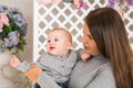 Smiling Mother Playing With Baby Son At Home Royalty Free Stock Photo
