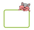 A smiling mouse behind a billboard with a green frame