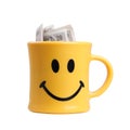 Smiling mug with money