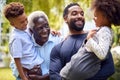 Smiling Multi-Generation Family At Home In Garden Together Royalty Free Stock Photo