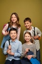 Smiling multiethnic kids in casual clothes Royalty Free Stock Photo