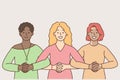 Smiling multiracial women show unity