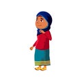 smiling muslim girl child in mosque cartoon vector