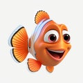 Smiling Nemo Fish: Cartoonlike 3d Character Design In High Resolution Royalty Free Stock Photo