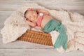 Smiling Newborn Baby Girl in a Mermaid Costume Royalty Free Stock Photo