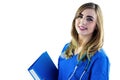 Smiling nurse holding binder Royalty Free Stock Photo