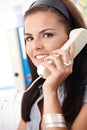 Smiling office worker on phone Royalty Free Stock Photo