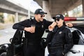 Smiling officer of police in sunglasses Royalty Free Stock Photo