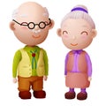 smiling old couple senors man and woman isolated illustration