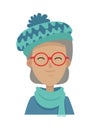 Smiling Old Woman in Blue-green Hat and Scarf Royalty Free Stock Photo