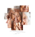 Smiling old woman. Happy senior woman - collage