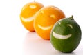 Smiling orange and lime