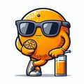 A smiling orange wearing sunglasses