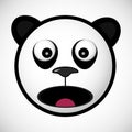 Smiling panda emoticon with scared eyes and open mouth