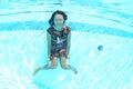 Smiling Papuan woman posing in pool in brown dress Royalty Free Stock Photo