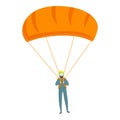Smiling parachuter icon, cartoon style