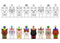 Smiling party alpacas head border set