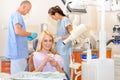 Smiling patient at dentist surgery Royalty Free Stock Photo