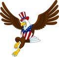 Smiling Patriotic Eagle Cartoon Character Flying Royalty Free Stock Photo