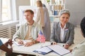 Smiling People Working at Voting Station Royalty Free Stock Photo