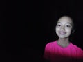 Smiling Petite Philippina Girl Isolated On Black