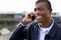 Smiling phone african man Royalty Free Stock Photo