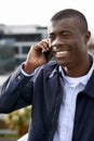Smiling phone african man Royalty Free Stock Photo