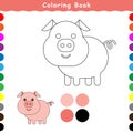 A smiling pig, a coloring book