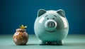 Smiling piggy bank symbolizes wealth and successful home finances generated by AI Royalty Free Stock Photo