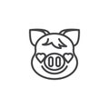 Smiling Piggy Face With Heart Eyes Emoji line icon Royalty Free Stock Photo