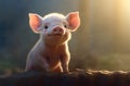 smiling piglet on a light background. Generative, Ai