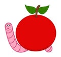 Smiling pink maggot coming out of a juicy red cherry - vector Royalty Free Stock Photo