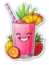 Happy Pineapple Smoothie with Fruit Garnish Royalty Free Stock Photo