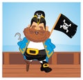 Pirate on ship with flag Royalty Free Stock Photo