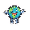 A smiling planet Earth with arms and legs. Generative AI Royalty Free Stock Photo