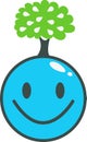 Smiling Planet Earth Logo Royalty Free Stock Photo