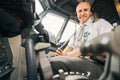 Experienced airline captain getting ready for the take-off Royalty Free Stock Photo