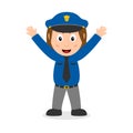 Smiling Policewoman Cartoon Character