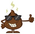 Smiling Poop Cartoon Mascot Character With Sunglasses Giving A Thumb Up