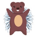Smiling porcupine icon, cartoon style