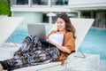 Smiling portrait of businesswoman working outdoor office Royalty Free Stock Photo