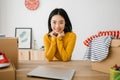 Smiling portrait of young asian small business owner woman looking at camera Royalty Free Stock Photo